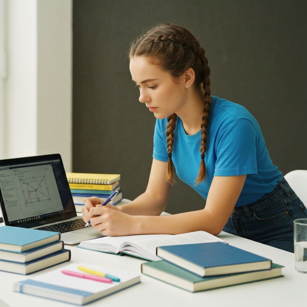 Female engineering student studying