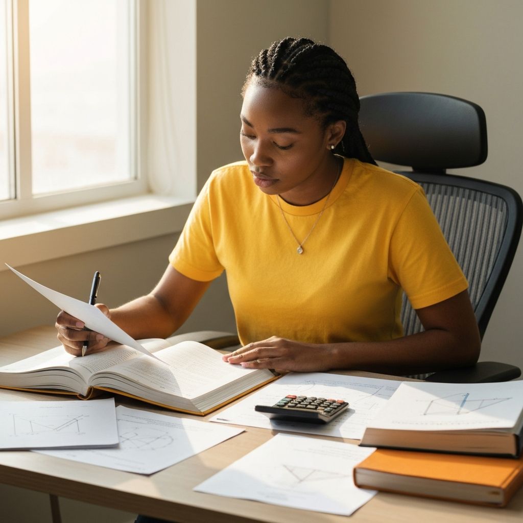 Female student studying engineering books