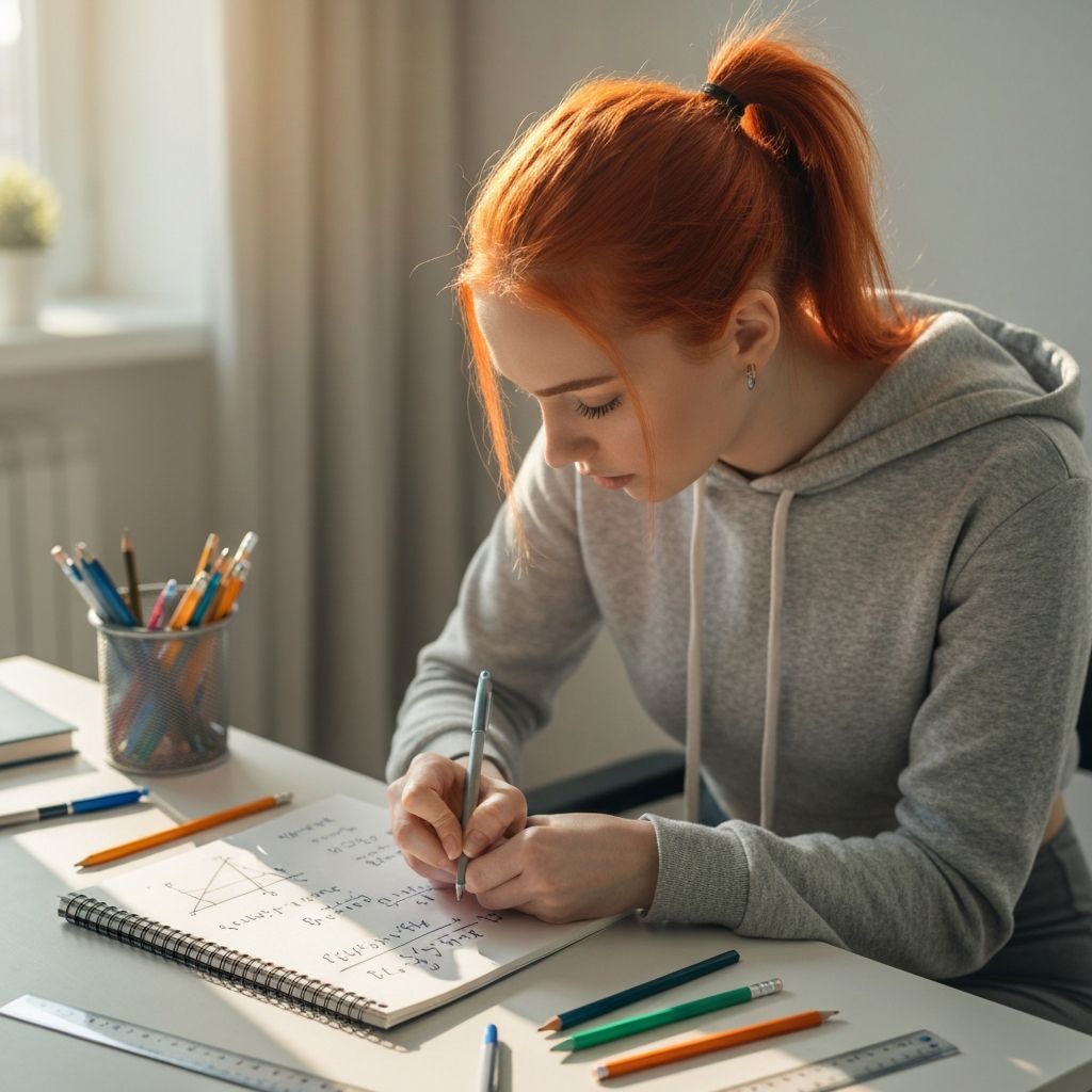 Female student writing engineering notes